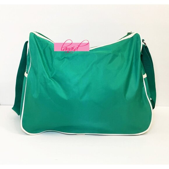 VINTAGE Puma Shoulder Bag Crossbody Green Ivory Bookbag Gym Weekend Zip Tote - Picture 2 of 15